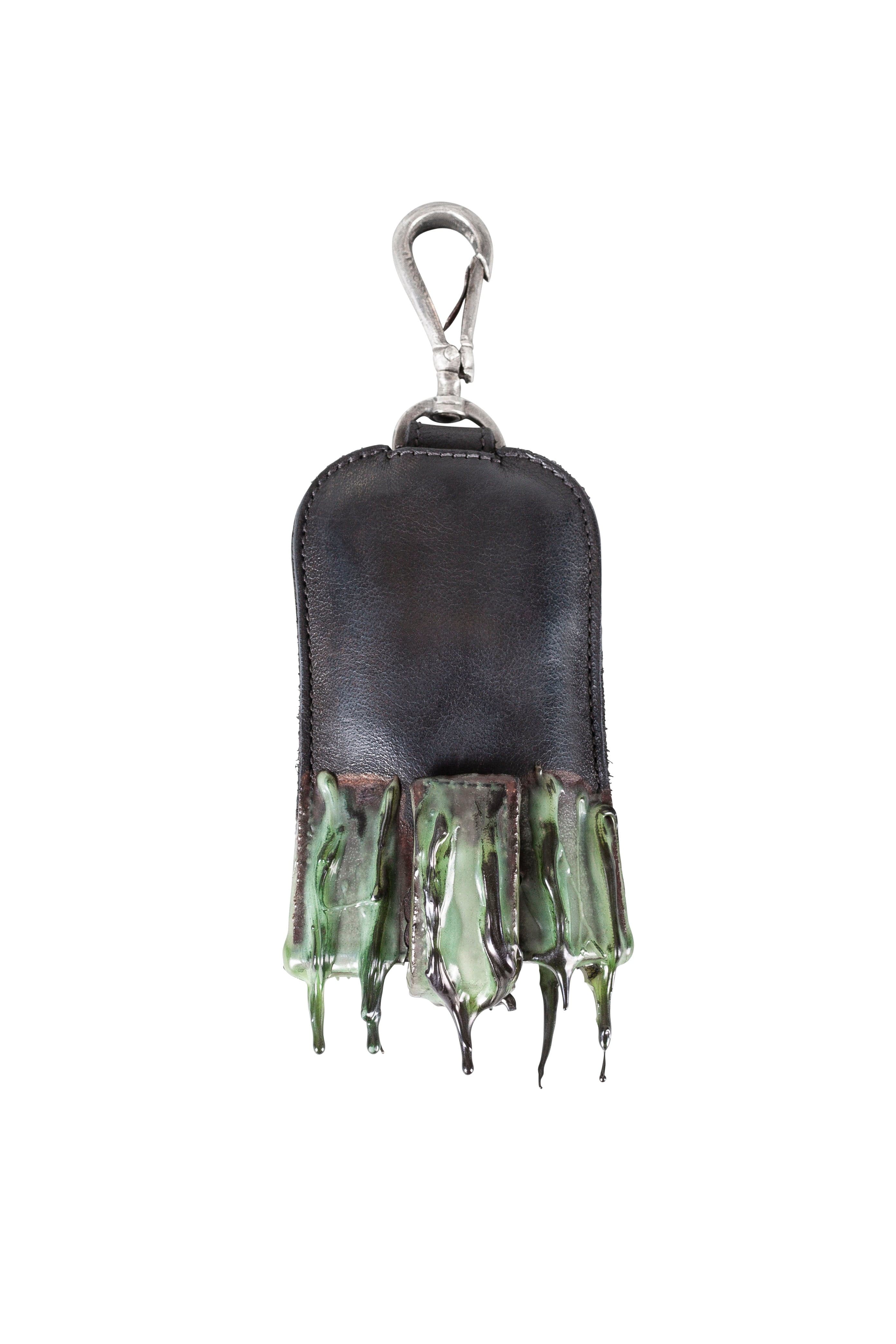 Silver Hook Drip Rubber Key Leather Case