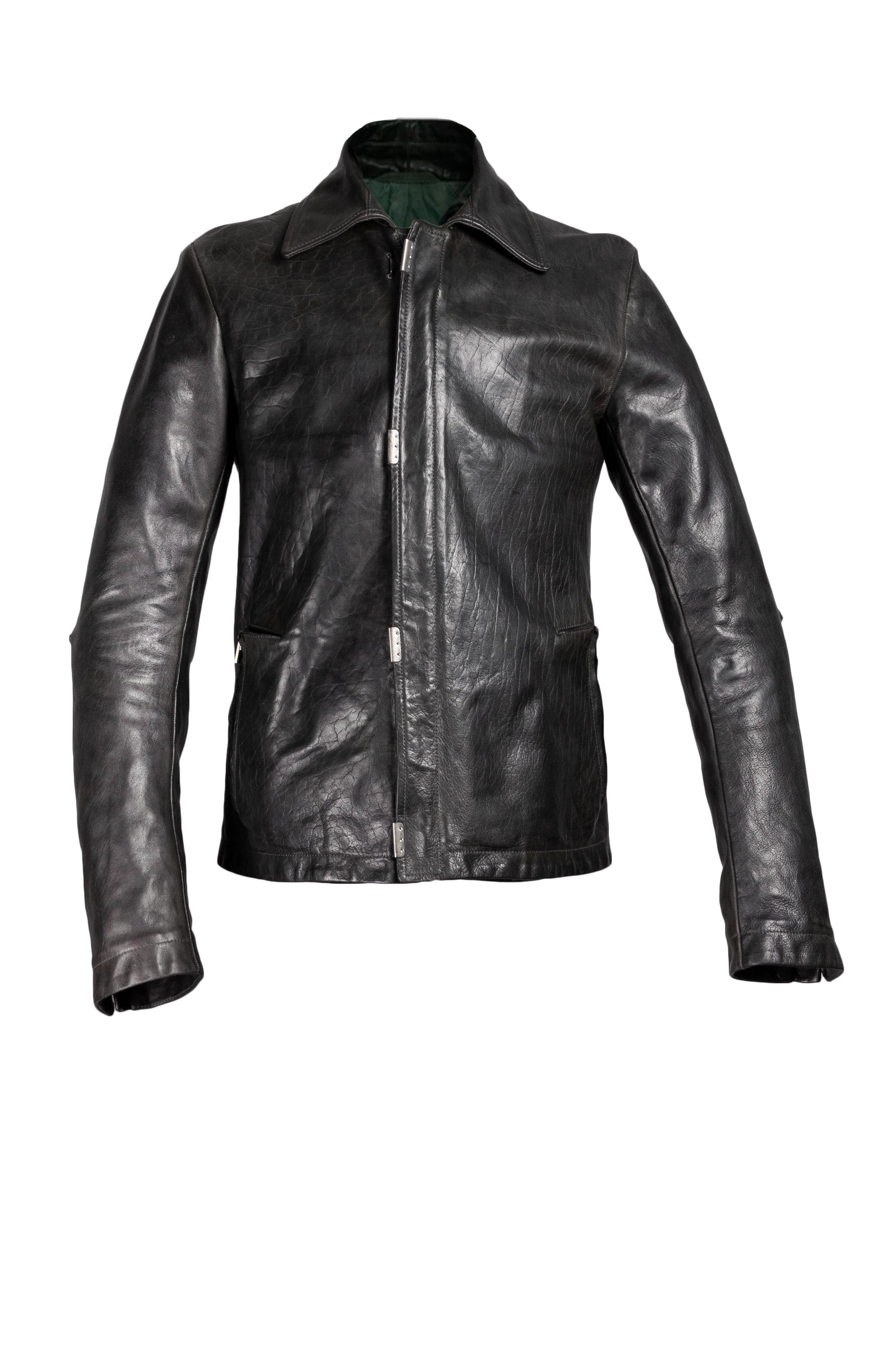 Object Dyed Lined Scarstitched Leather Jacket