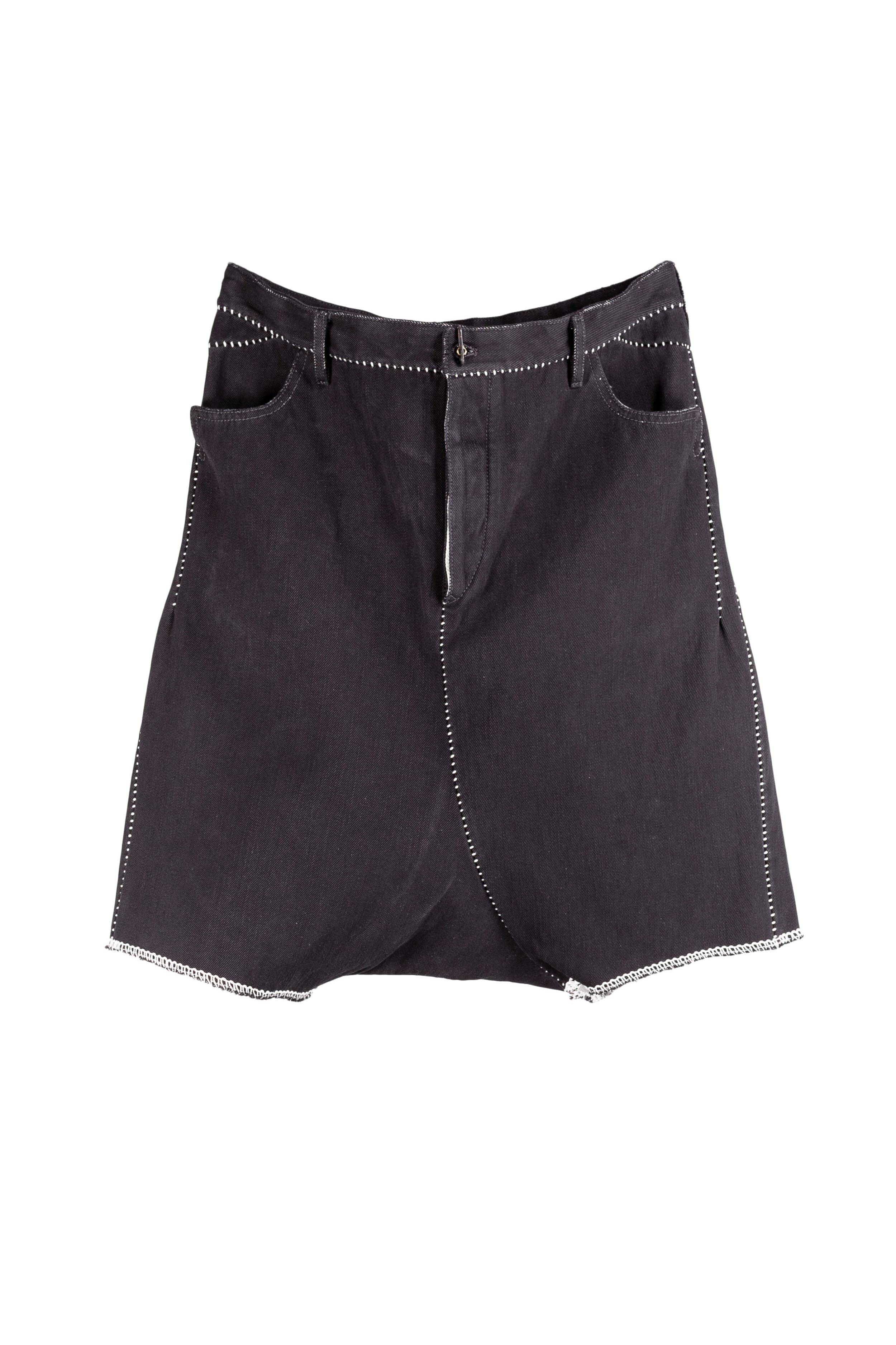 Overlock Dead End Short Apron Jeans