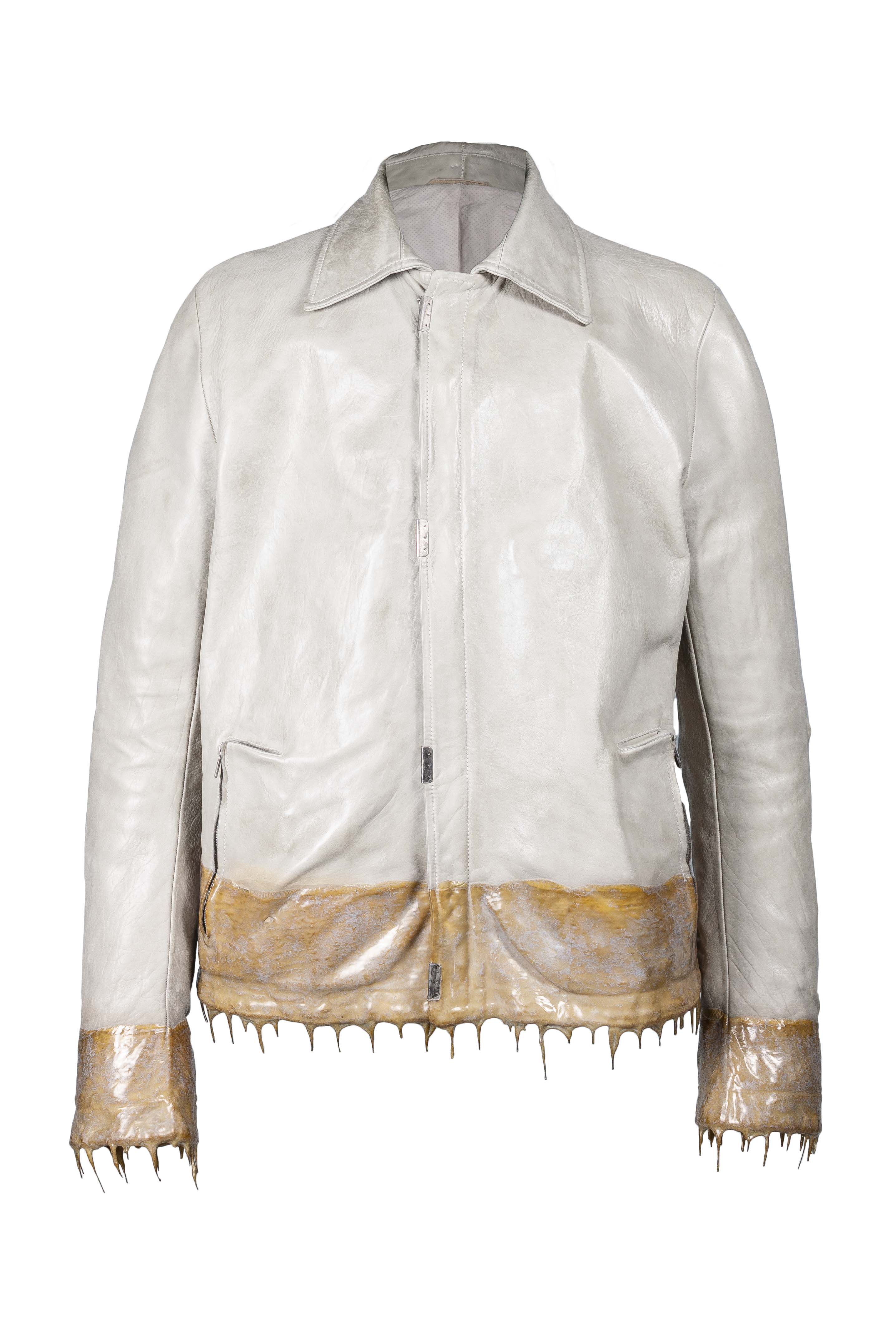 Object Dyed Drip Rubbered Leather Jacket