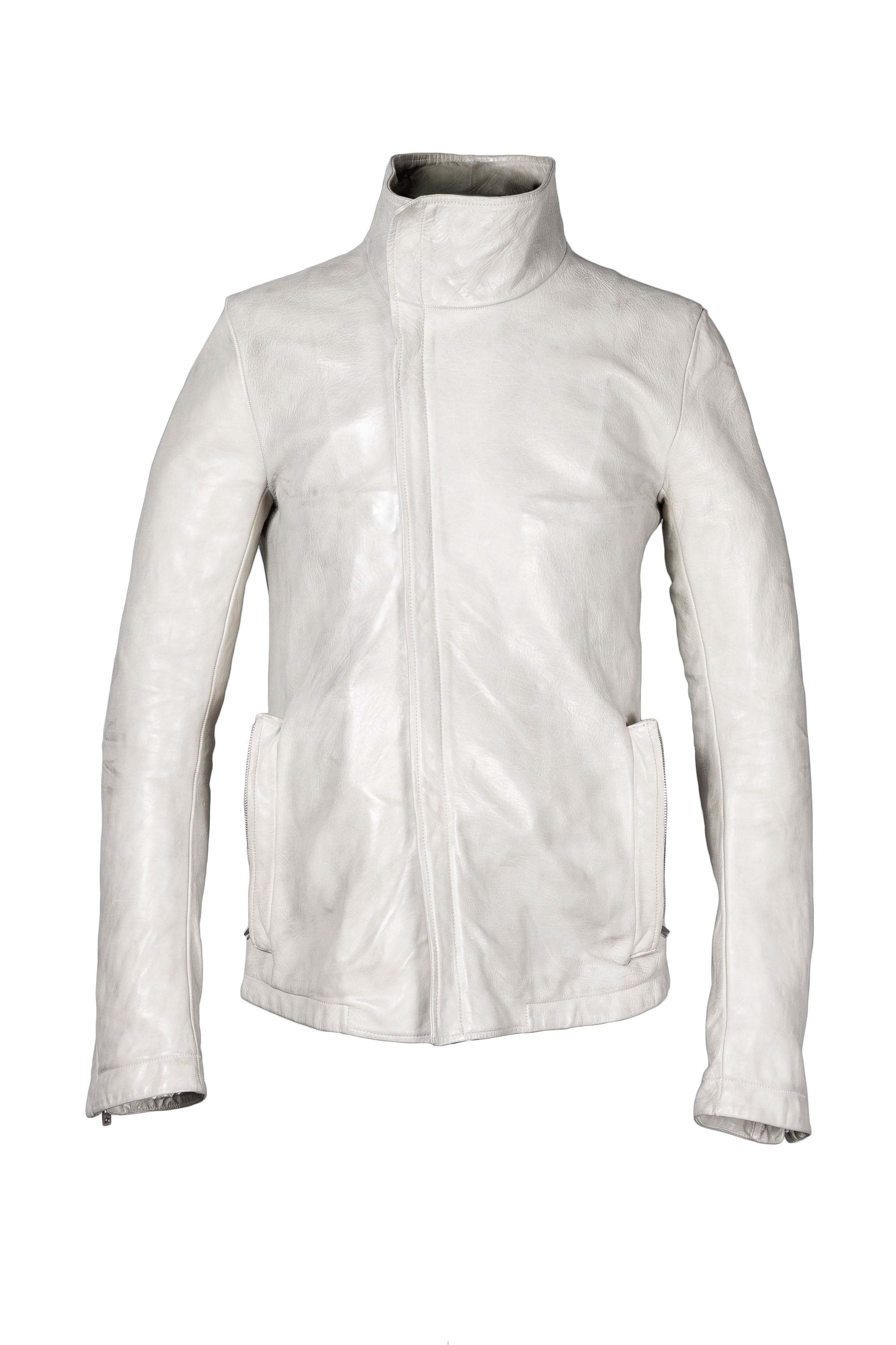 Object Dyed Lined Spine Elbow High Neck Leather Jacket