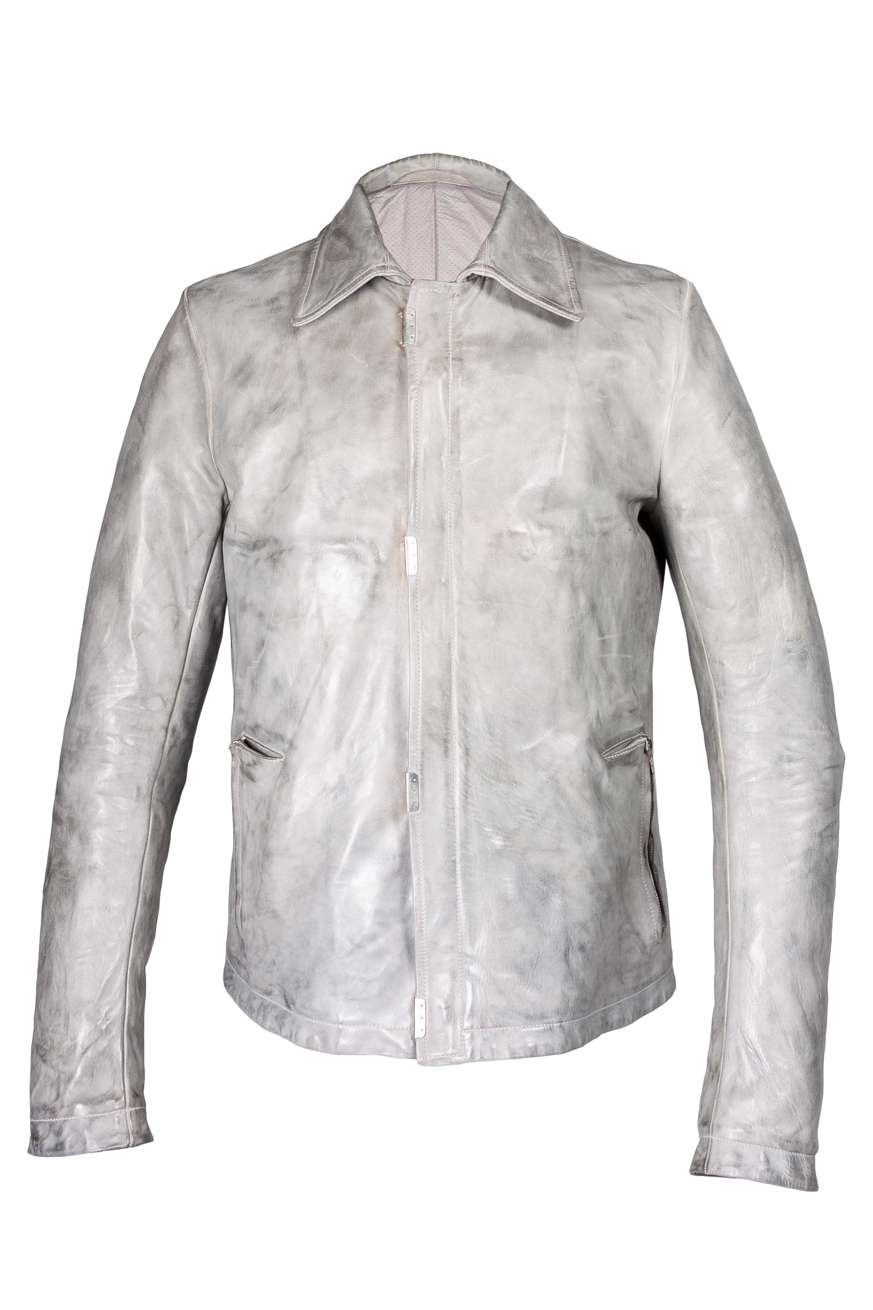Object Dyed Lined Scarstiched Leather Jacket