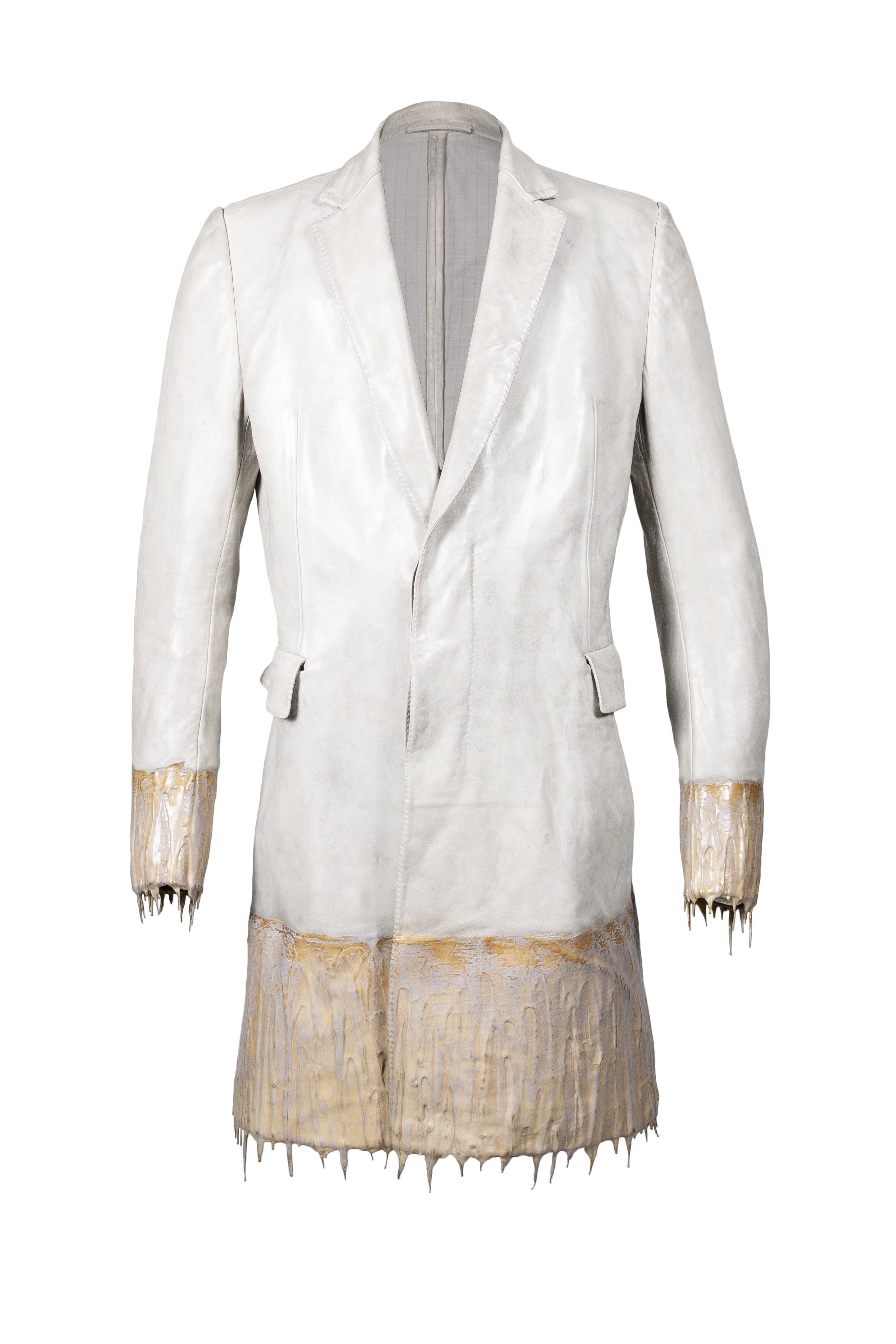 Object Dyed Lined Unlined 2 Button Leather Drip Rubber Long Jacket