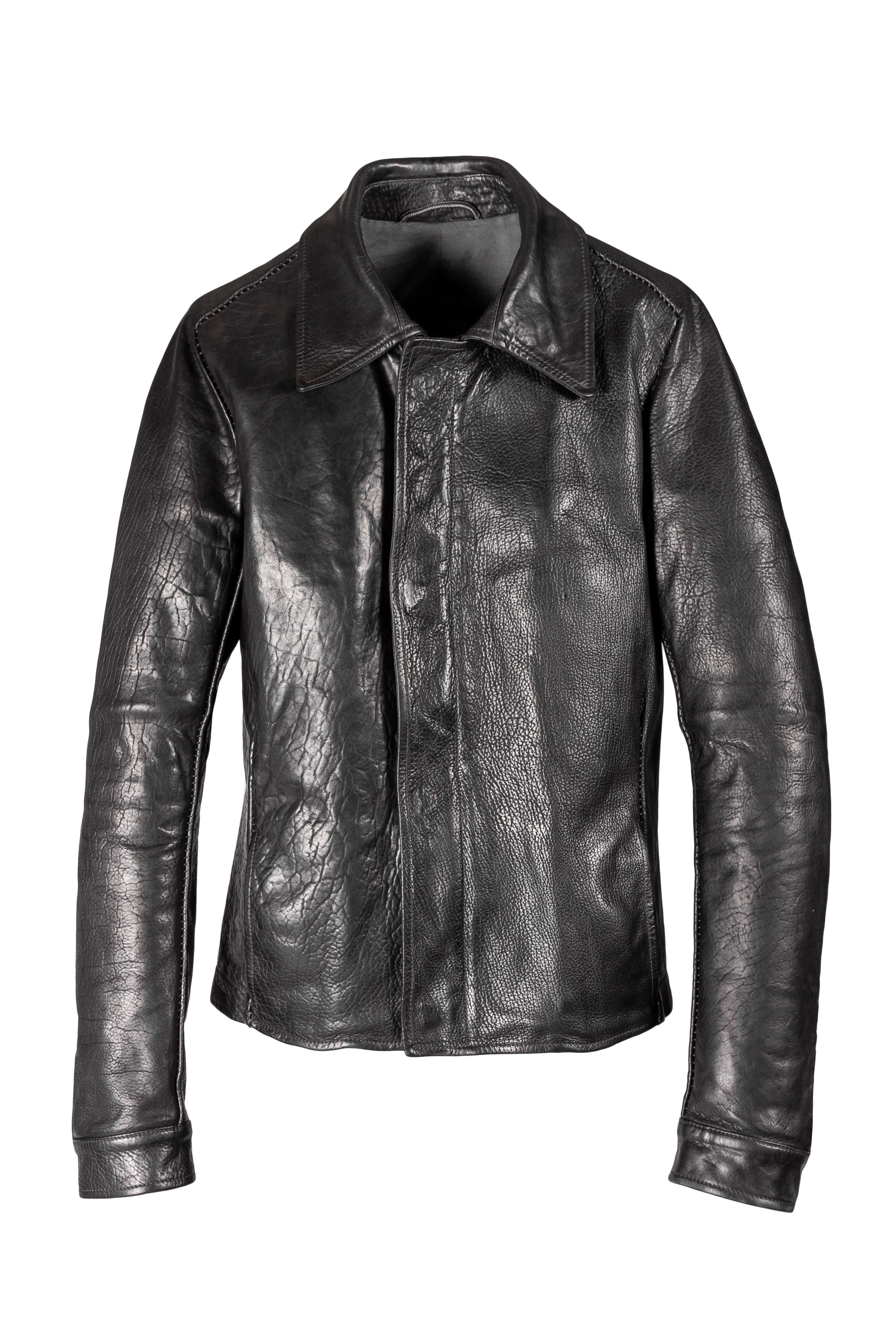 Object Dyed Lined Overlock Leather Jacket