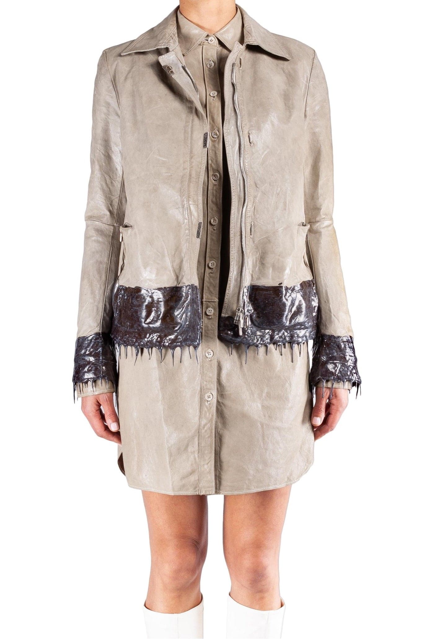 Object Dyed Drip-Rubbered Leather Jacket