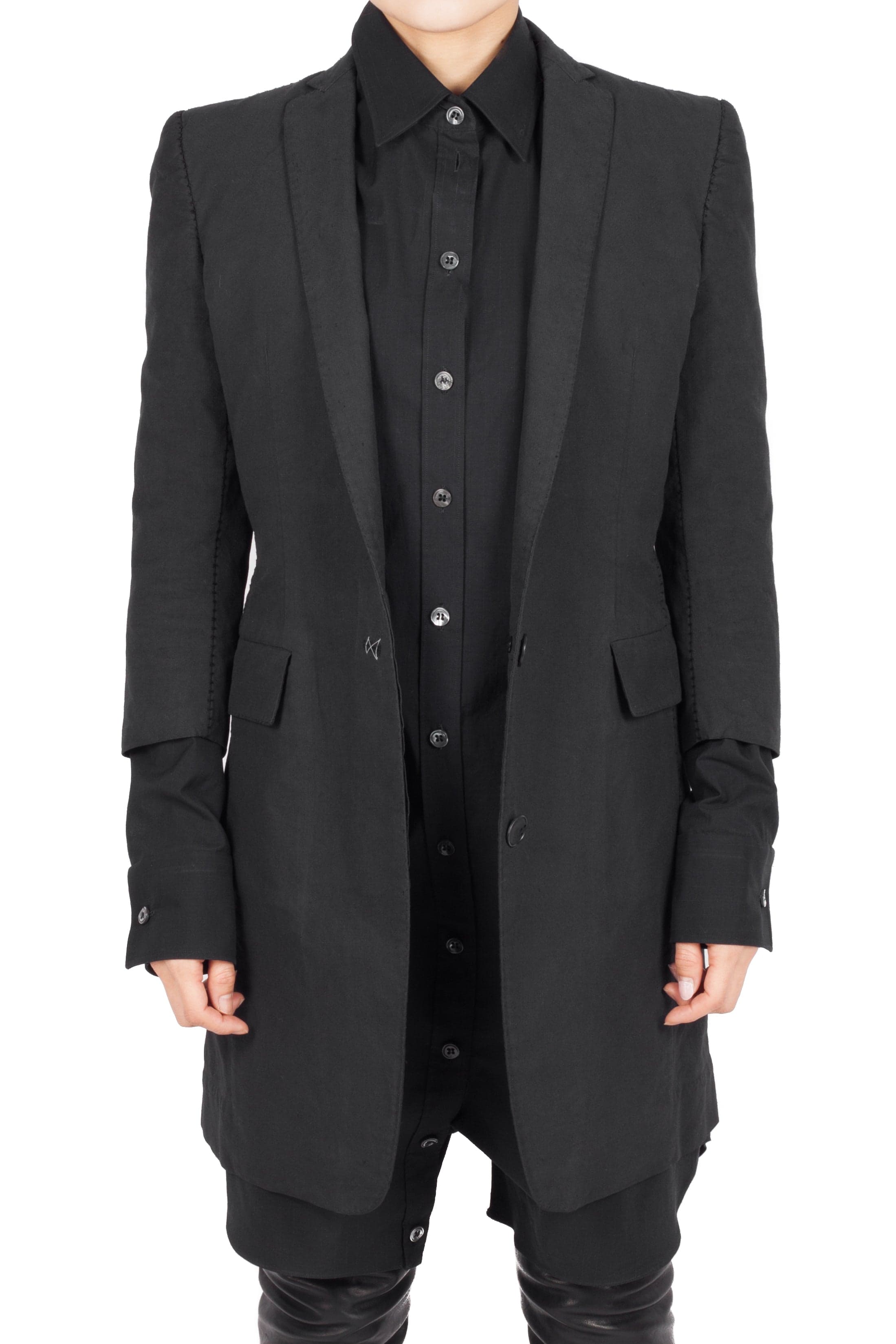 Object Dyed Unlined Half Sleeve Elongated Jacket