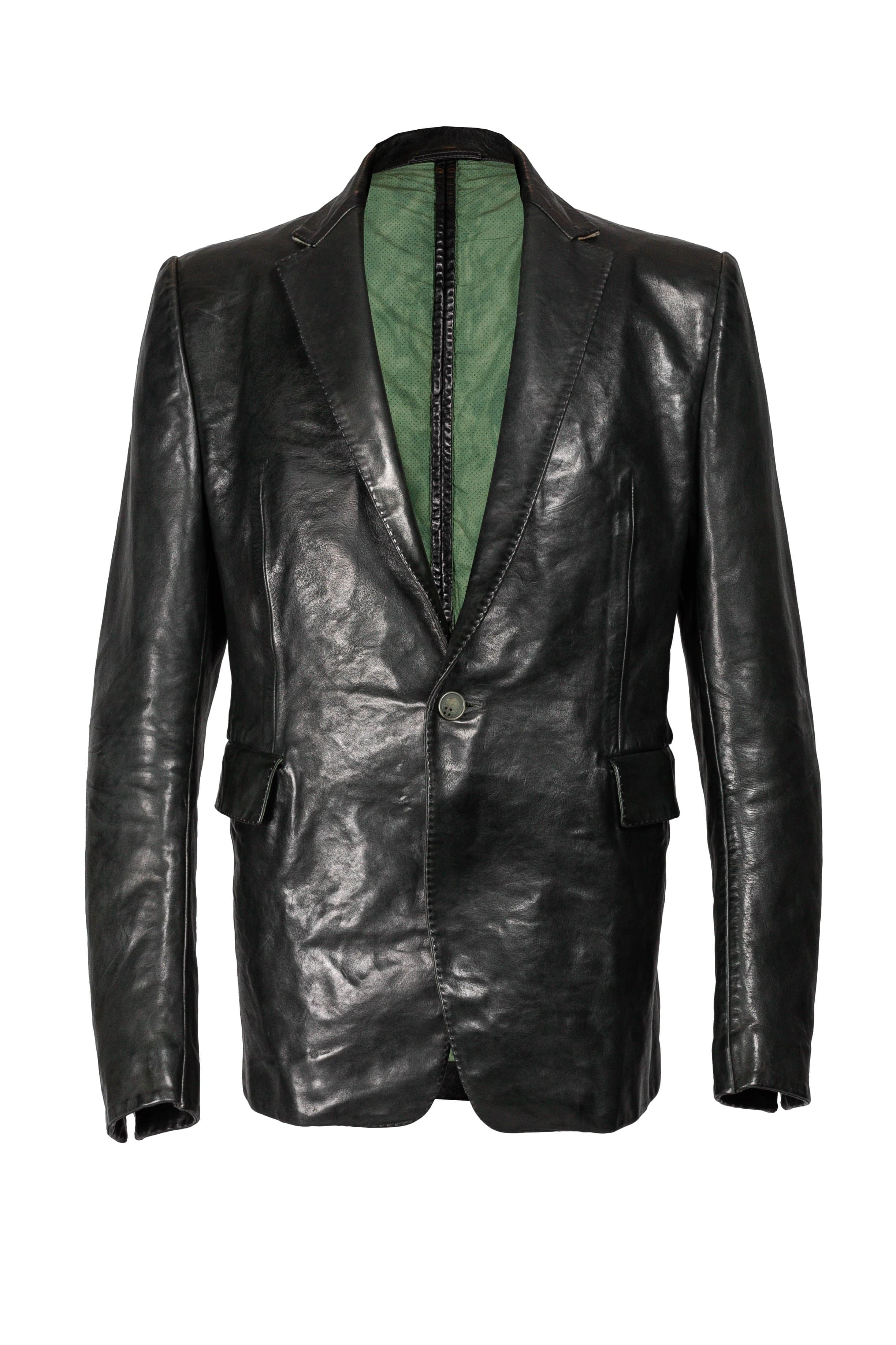 Object Dyed Prosthetic Elbow Unlined Leather Jacket