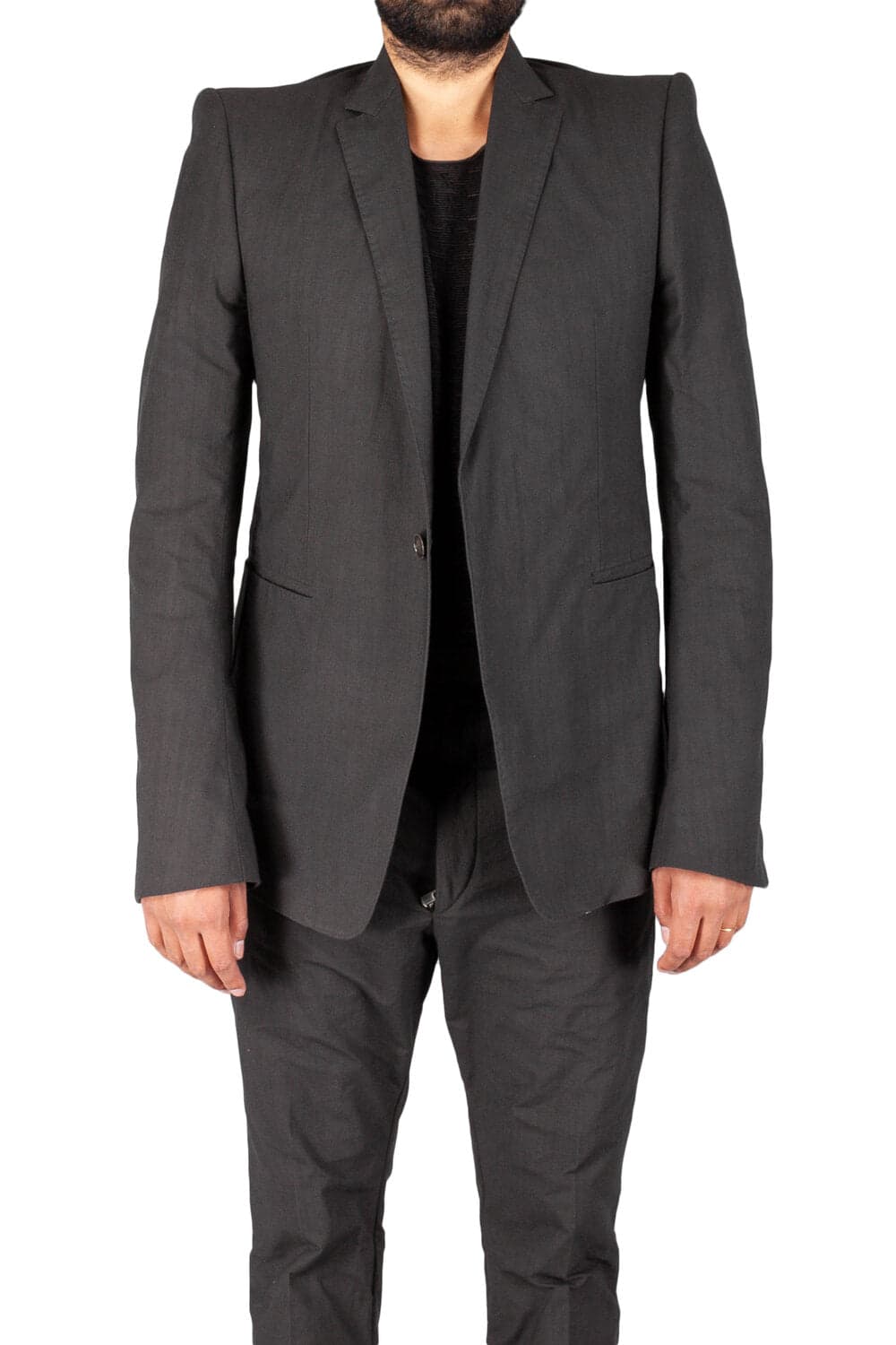 Unlined White Overlock Standing Collar Jacket