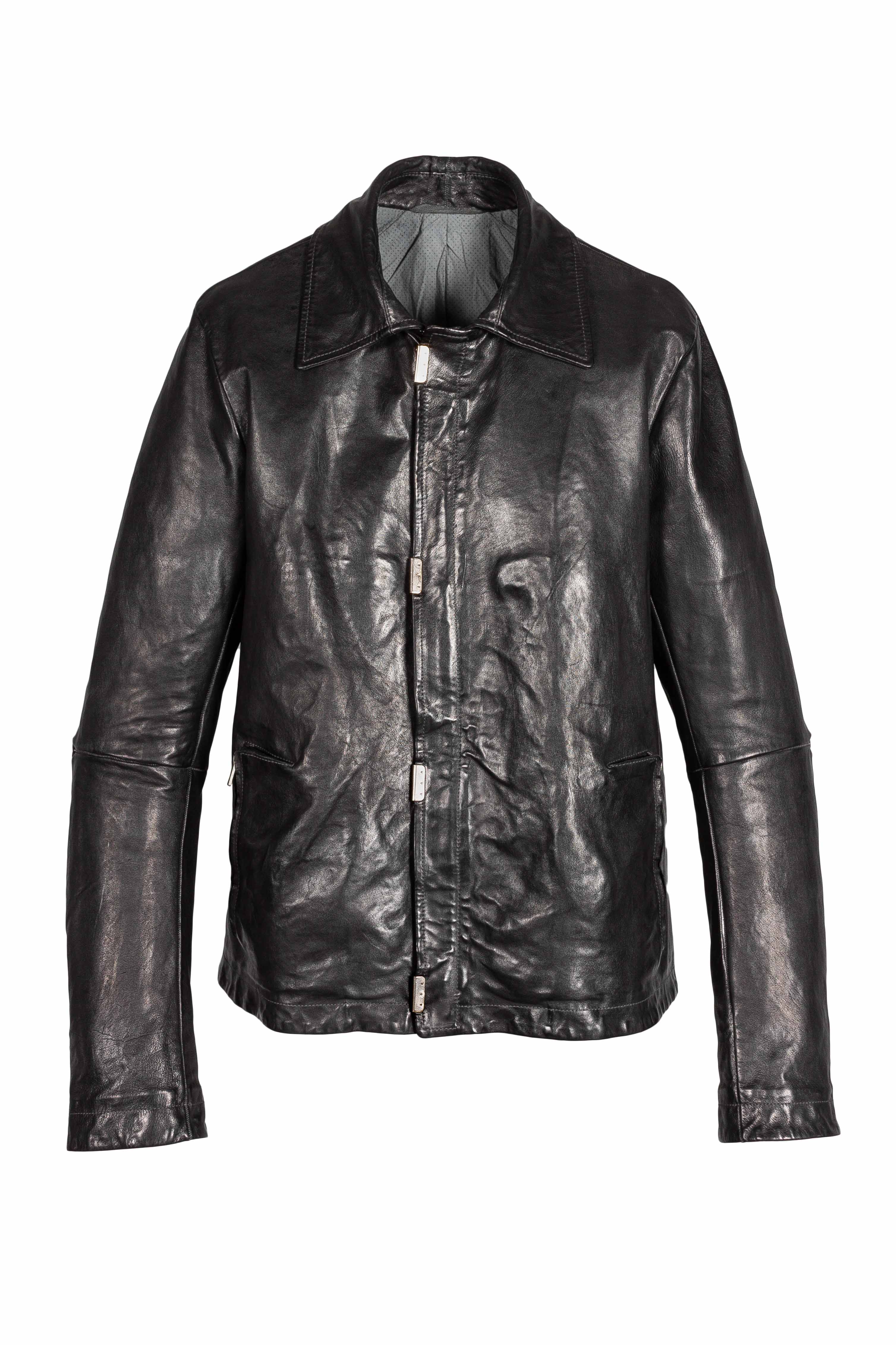 Object Dyed Lined Scarstitched Leather Jacket