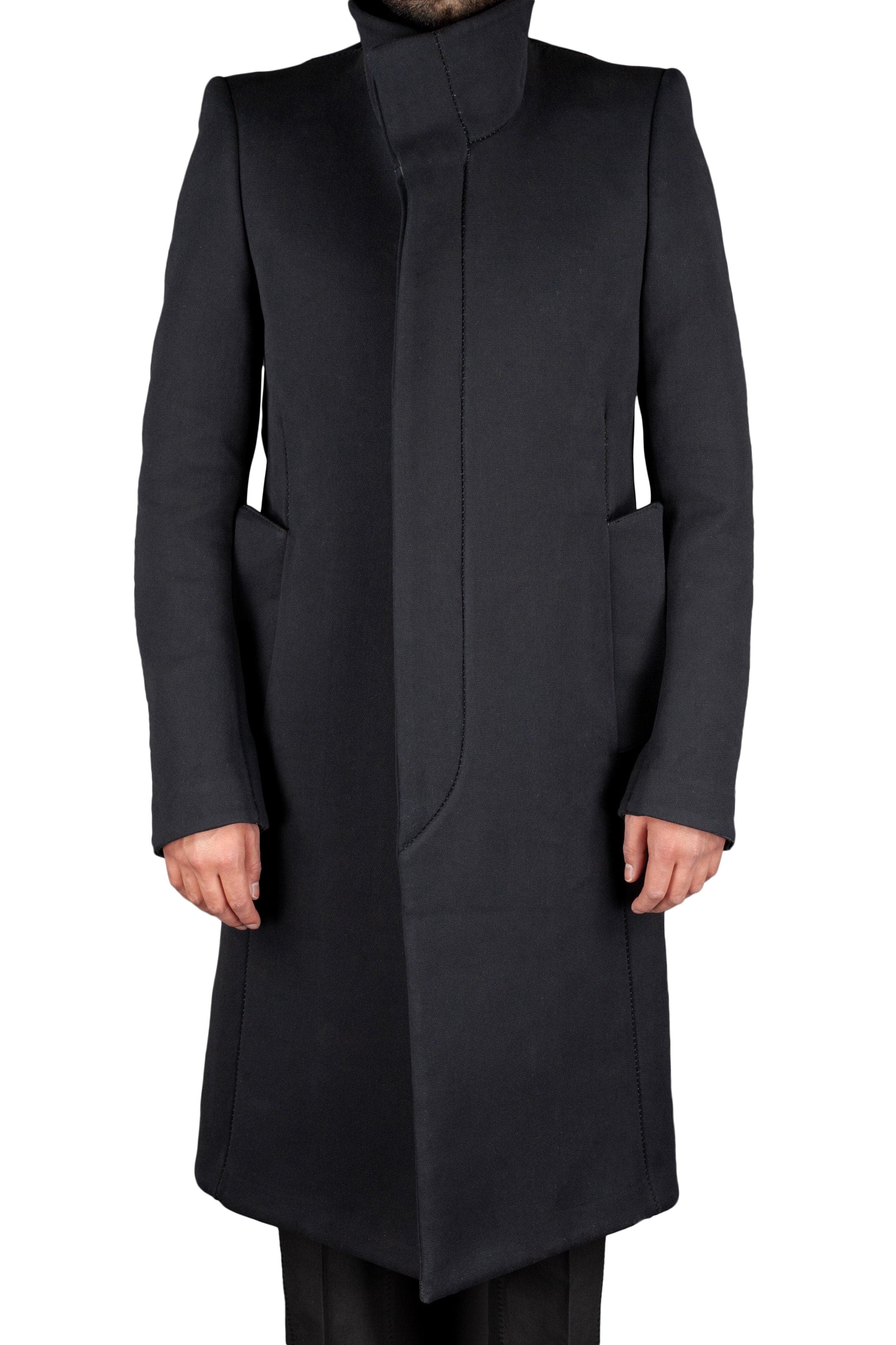 Unlined Overlock High Neck Dead End Coat